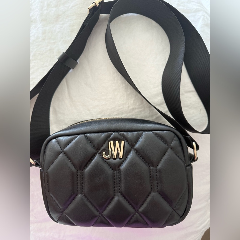 Jason Wu Black Quilted Vegan Crossbody Bag with Nylon Strap